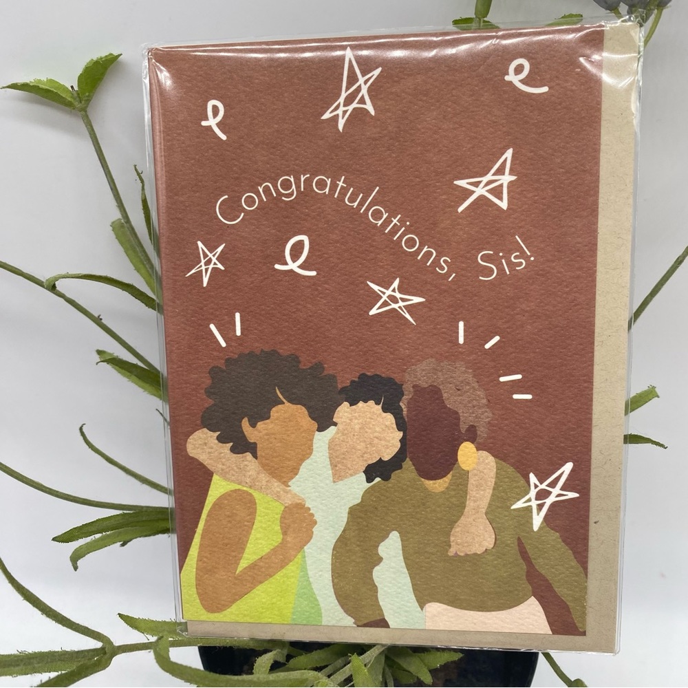 Aya Paper Co. Congratulations Sis Greeting Card, Red African American